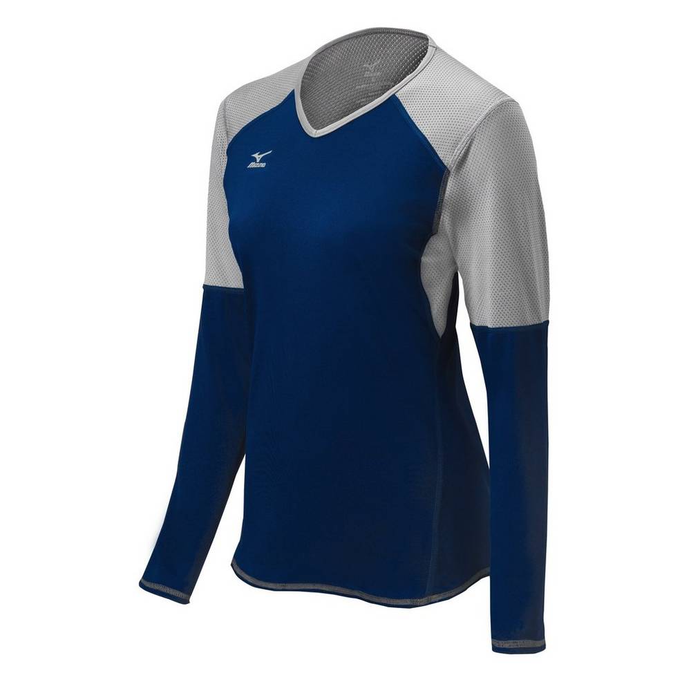 Mizuno Techno VI Long Sleeve - Bayan Forma - Lacivert/Gümüş Türkiye (RBENJD-240)